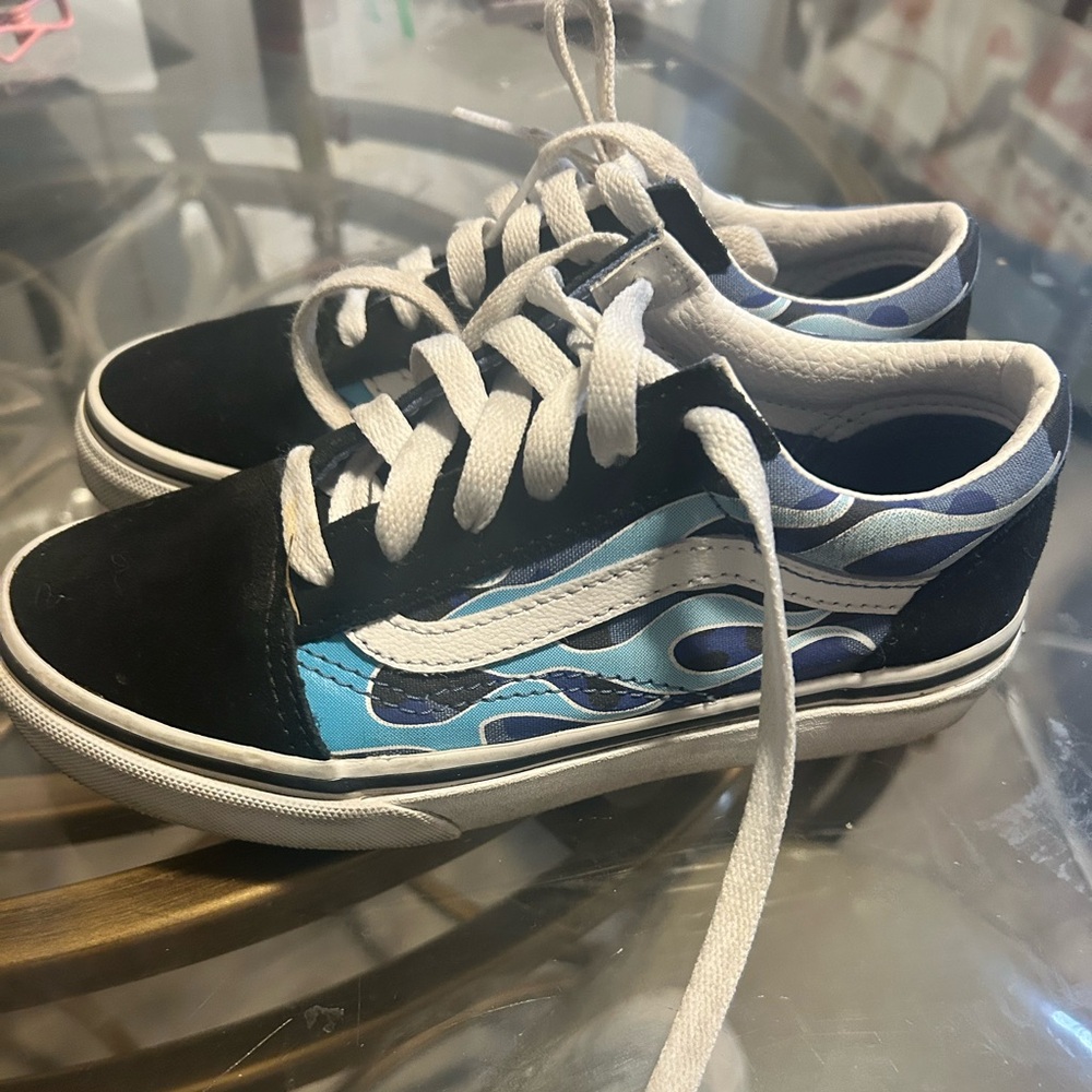 Kids Blue Flame Vans